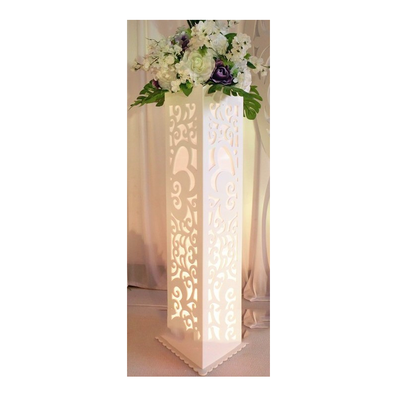 Colonne carrée arabesque lumineux blanc ht 1.10 location