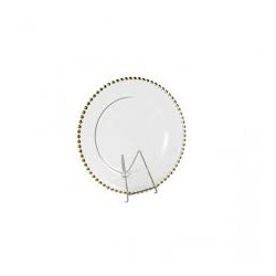 Assiette de PRESENTATION transparente bordure OR  33 cm location