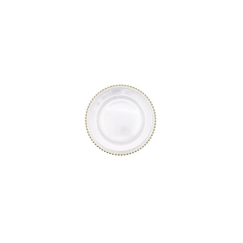 Assiette de PRESENTATION transparente bordure OR  33 cm location
