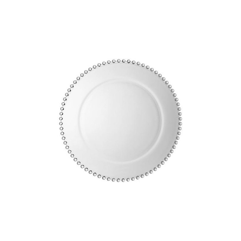 Assiette de PRESENTATION transparente bordure argent 33 cm location