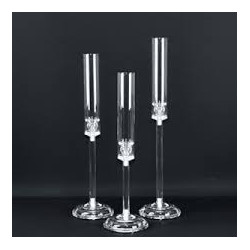 Set de 3 bougeoirs plexi transparents H60-H55-H50 cm LOCATION