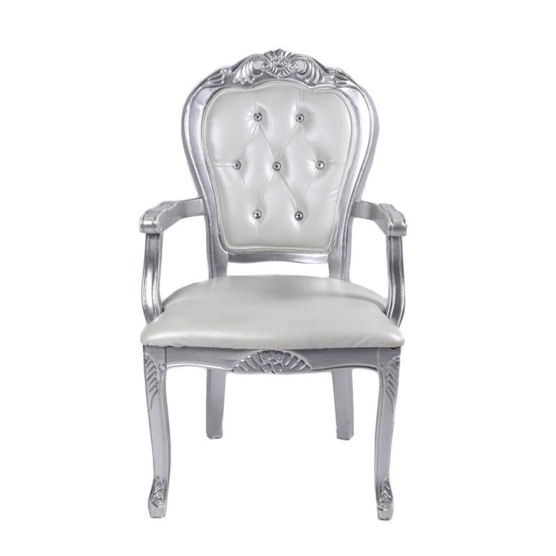 Fauteuil BAROQUE blanc argent x 2 pièces location