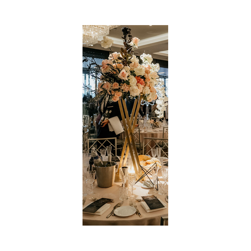 Centre de table HEMA rose gold  h 80 cm (forme x) location