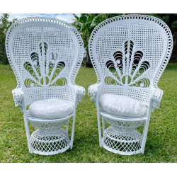 Fauteuil Emmanuelle rotin blanc  x2 location