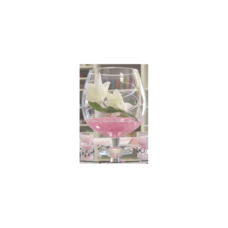 Vase en verre cognac (28 cm diam 13 cm) location