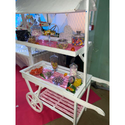 Charrette Candy bar blanc x3 plateaux (  117 x53 x 1.63cm) location   3 PLATEAUX  LG 117X 53XH 1.63CM