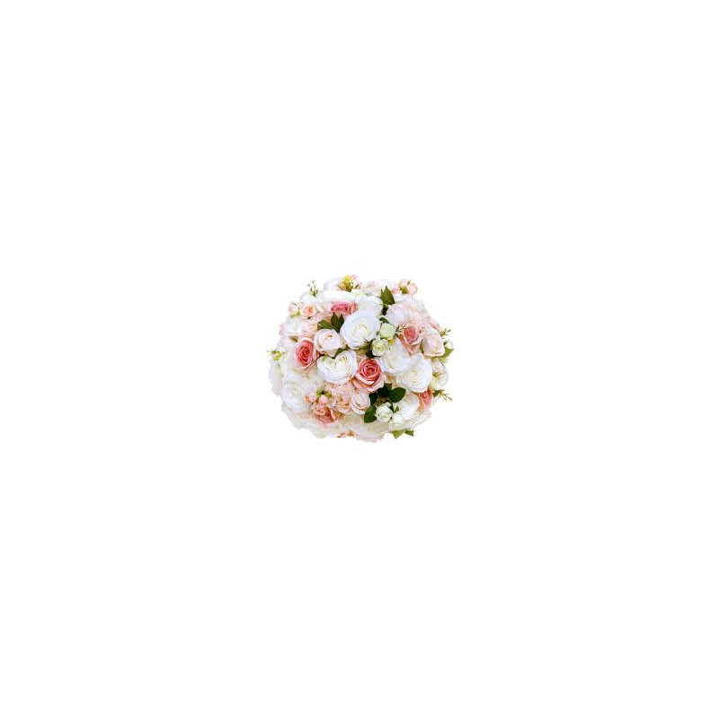Boule de fleurs LOVERY blanc et rose 60 cm location