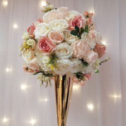 Boule de fleurs LOVERY blanc et rose 60 cm location