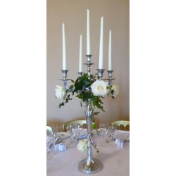 Chandelier 27 cm argent 5 têtes location