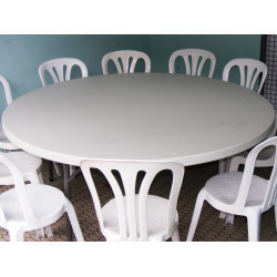 Table ronde 10 pers blanche diam 180cm location