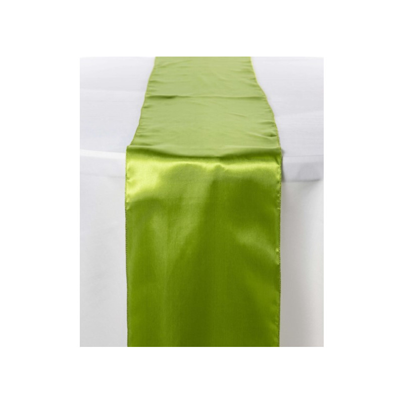 Chemin de table satin VERT ANIS long 2.75X30 CM location
