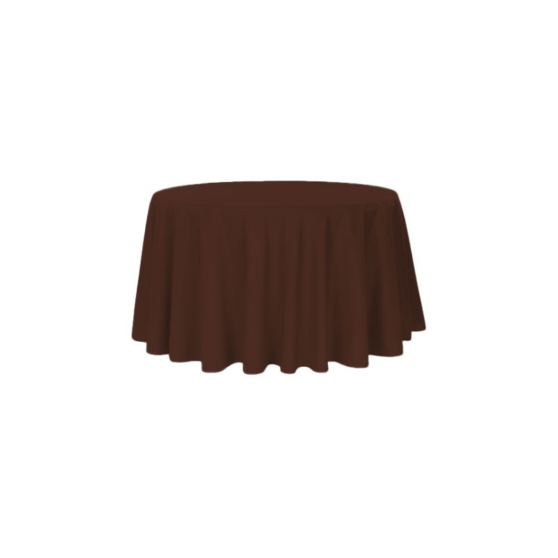 Nappe ronde polyester marron chocolat diam 270 location