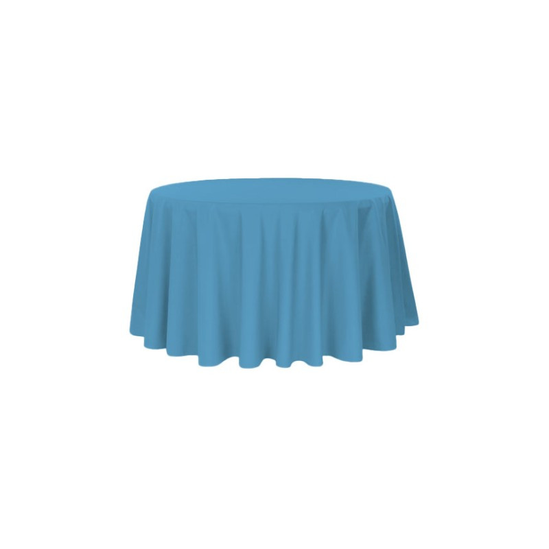 Nappe ronde polyester bleu turquoise diam 270 location