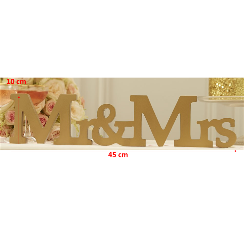 Mr & Mrs à poser en bois  or 10x45 cm location