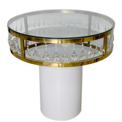 Table ronde perlé acrylique HAUT 85 X90 CM location