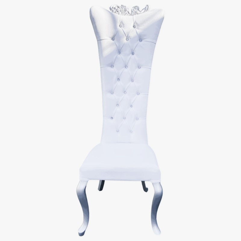 Fauteuil trône daya blanc argent haut dossier x2 location