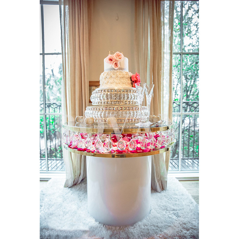 Table ronde perlé acrylique HAUT 85 X90 CM location