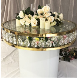 Table ronde perlé acrylique HAUT 85 X90 CM location