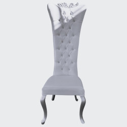 Fauteuil trône daya blanc argent haut dossier x2 location