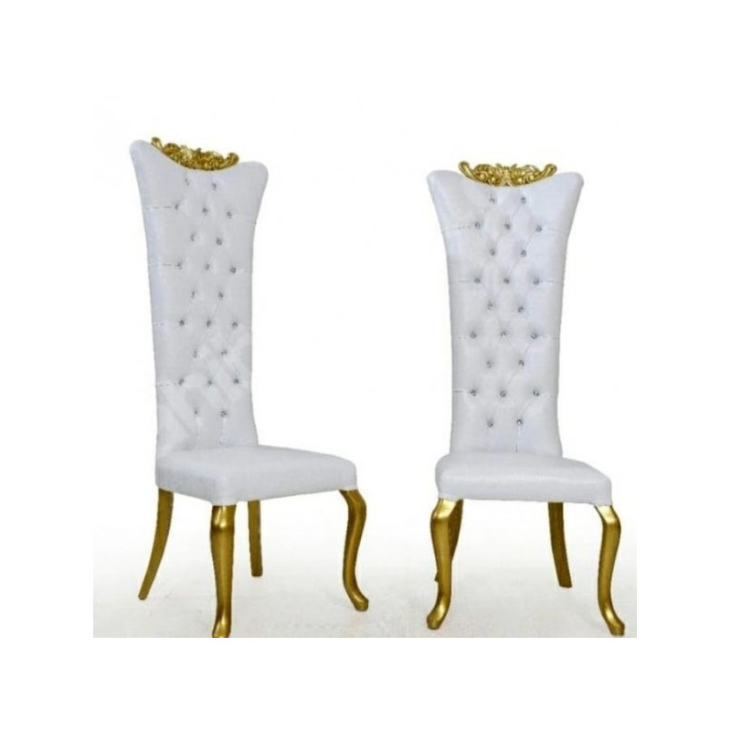 Fauteuil trône daya blanc OR haut dossier x2 location