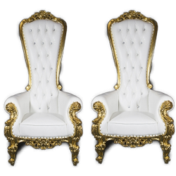 Fauteuil trône princier blanc OR  x2 location