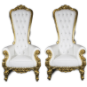 Fauteuil trône princier blanc OR  x2 location