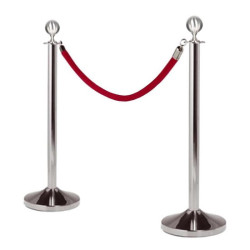 Cordon velours rouge argent x 1 pour potelet long 1.50 location