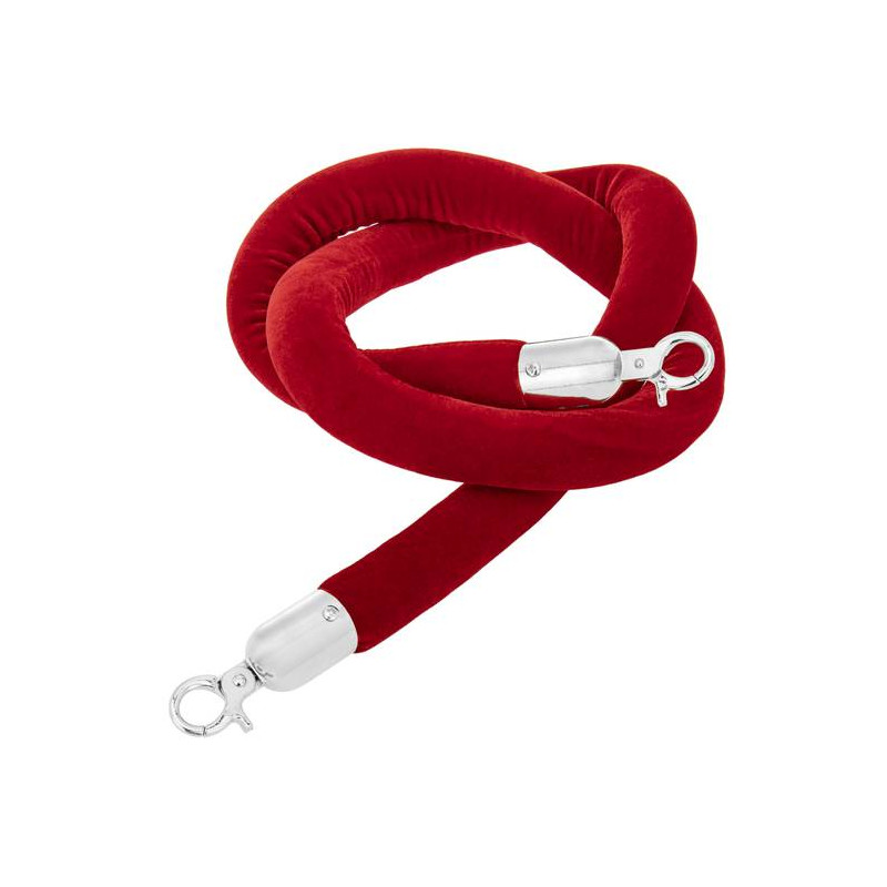 Cordon velours rouge argent x 1 pour potelet long 1.50 location